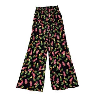 L’Amour Nanette Lepore black pineapple pants stretch elastic waist size XS